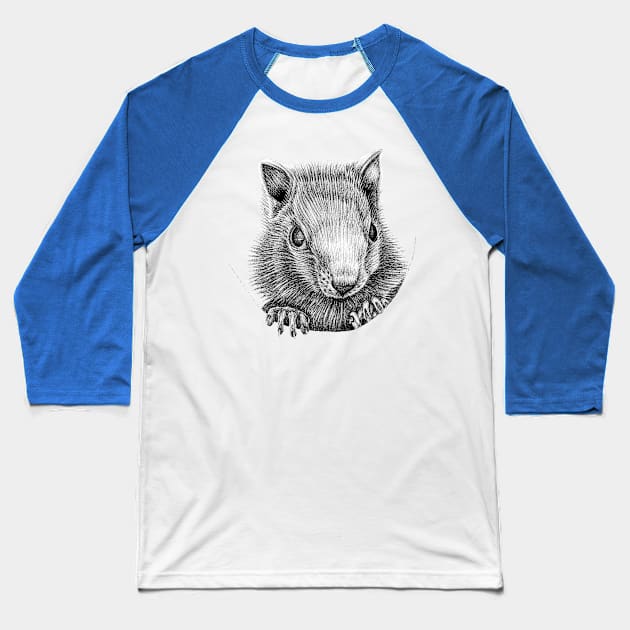 White chipmunk illustration Baseball T-Shirt by lorendowding